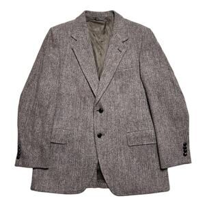 Harris Tweed Two Button Scottish Wool Herringbone Sport Coat Blazer Jacket 40L